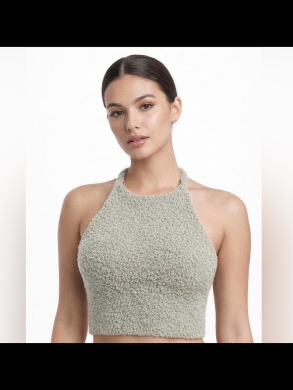 SKIMS Cozy Knit Halter Bra Top Gray